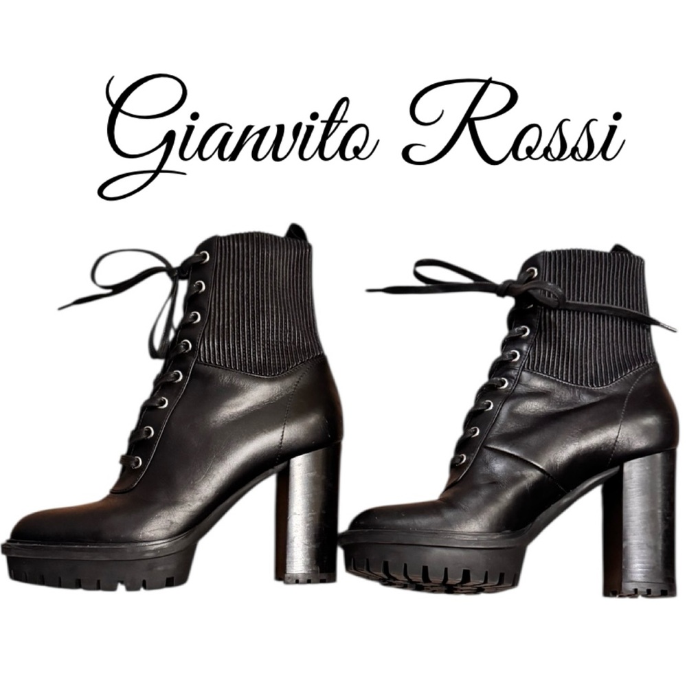 Gianvito Rossi Black Leather Heeled Shoe Booties Size 9